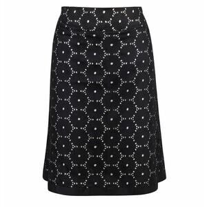 Talbots Women’s Black Eyelet Cotton Skirt Petite Sz 10P Knee Length